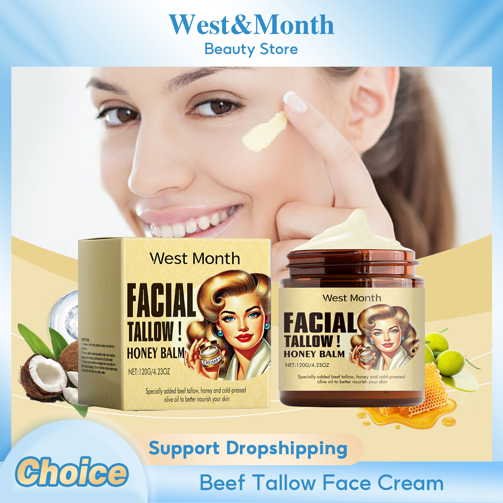 Night Cream - Beef Tallow Face Cream Anti-Wrinkle Moisturizing